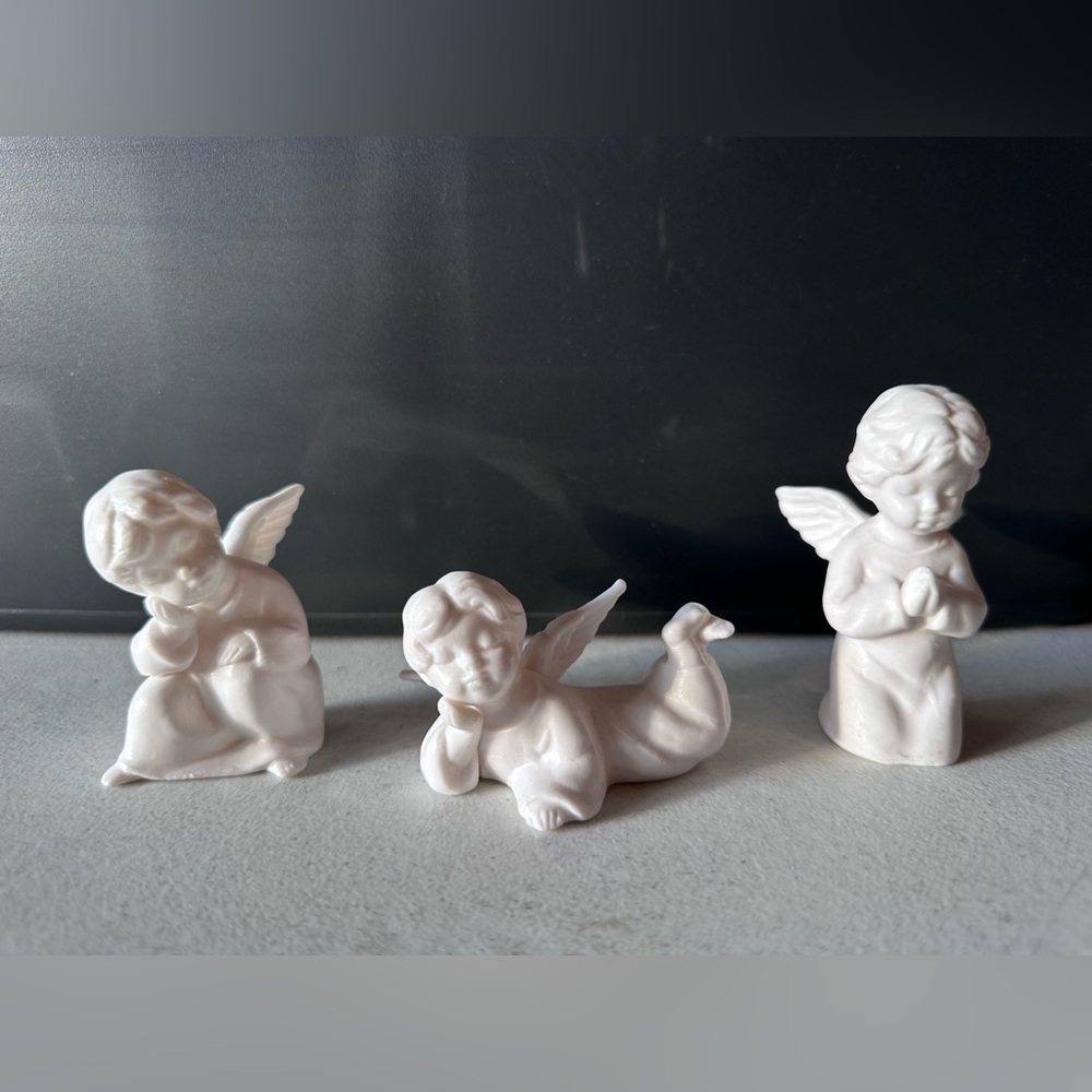 Vintage Schmid Bros. Porcelain Cherub Angels TRIO - Set of 3